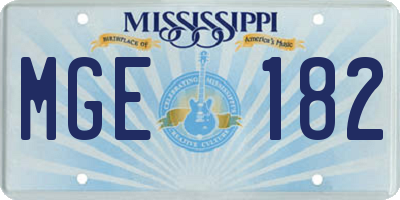 MS license plate MGE182