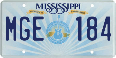 MS license plate MGE184
