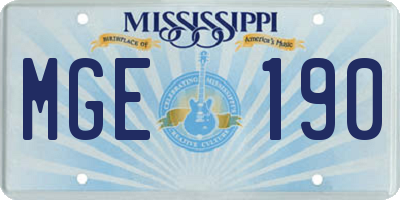 MS license plate MGE190