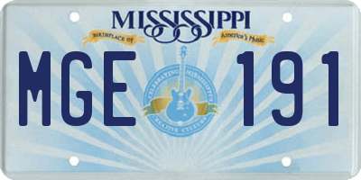 MS license plate MGE191