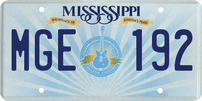 MS license plate MGE192