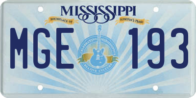 MS license plate MGE193