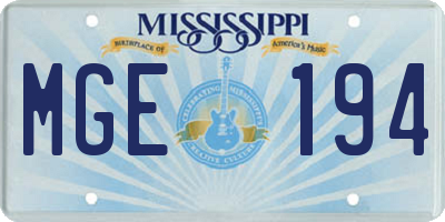 MS license plate MGE194