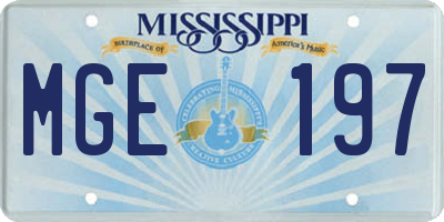 MS license plate MGE197