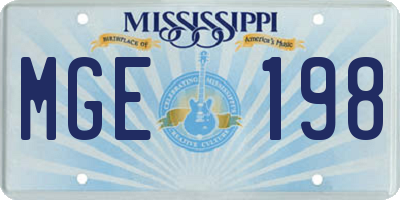 MS license plate MGE198