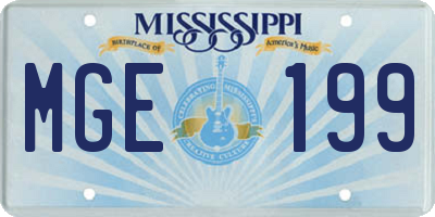 MS license plate MGE199