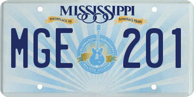 MS license plate MGE201
