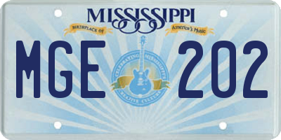 MS license plate MGE202