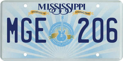 MS license plate MGE206