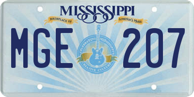 MS license plate MGE207