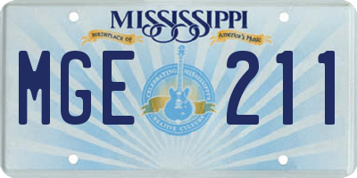 MS license plate MGE211