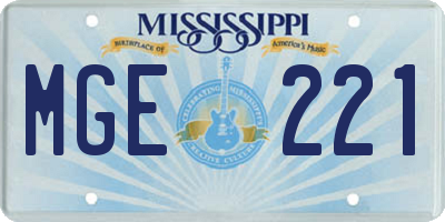 MS license plate MGE221