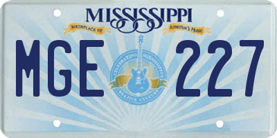 MS license plate MGE227