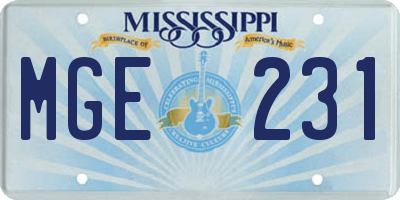MS license plate MGE231