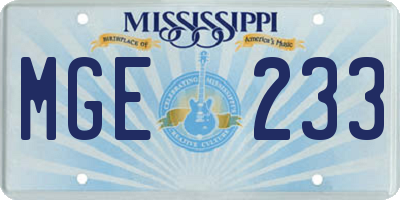 MS license plate MGE233