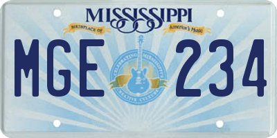 MS license plate MGE234