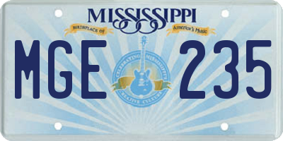 MS license plate MGE235