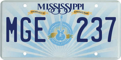 MS license plate MGE237