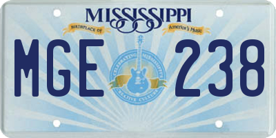 MS license plate MGE238