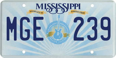MS license plate MGE239