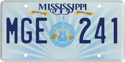 MS license plate MGE241