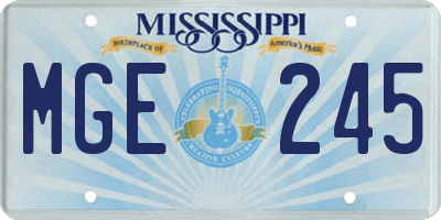 MS license plate MGE245