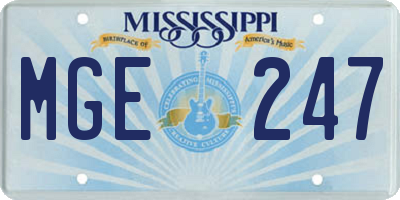 MS license plate MGE247