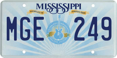 MS license plate MGE249