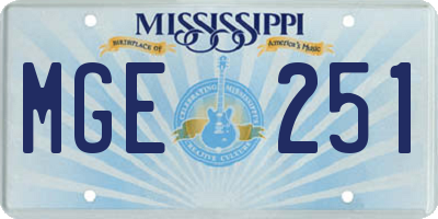 MS license plate MGE251
