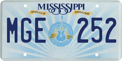 MS license plate MGE252