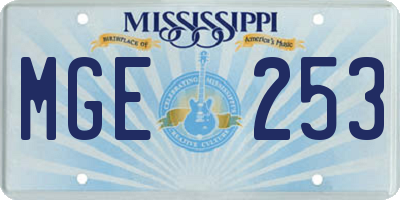 MS license plate MGE253
