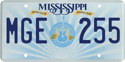 MS license plate MGE255