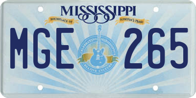 MS license plate MGE265