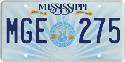 MS license plate MGE275