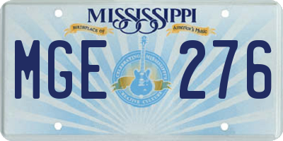 MS license plate MGE276