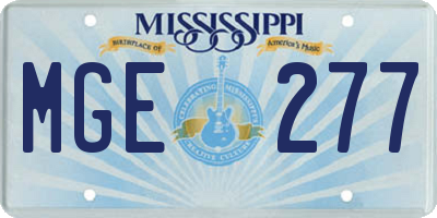 MS license plate MGE277