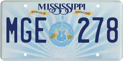 MS license plate MGE278