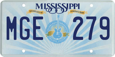MS license plate MGE279