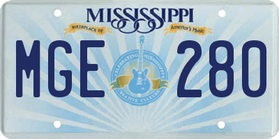 MS license plate MGE280