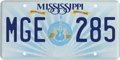 MS license plate MGE285