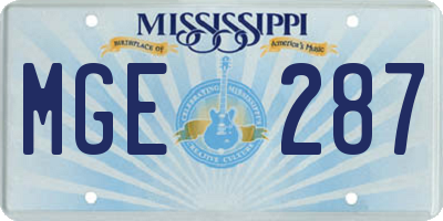 MS license plate MGE287