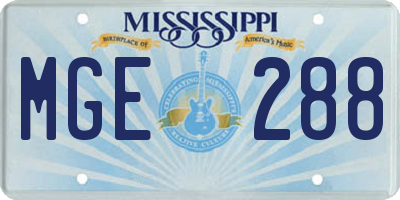 MS license plate MGE288