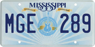 MS license plate MGE289
