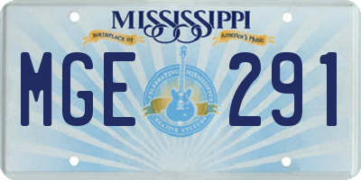 MS license plate MGE291