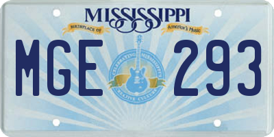 MS license plate MGE293