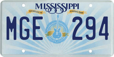 MS license plate MGE294