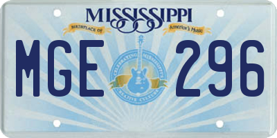 MS license plate MGE296