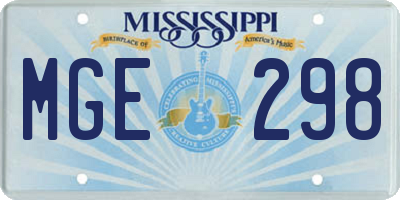 MS license plate MGE298