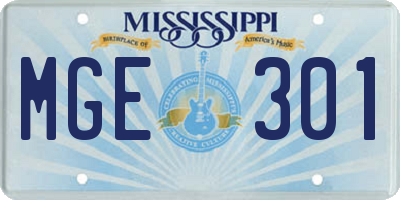 MS license plate MGE301