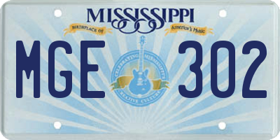 MS license plate MGE302